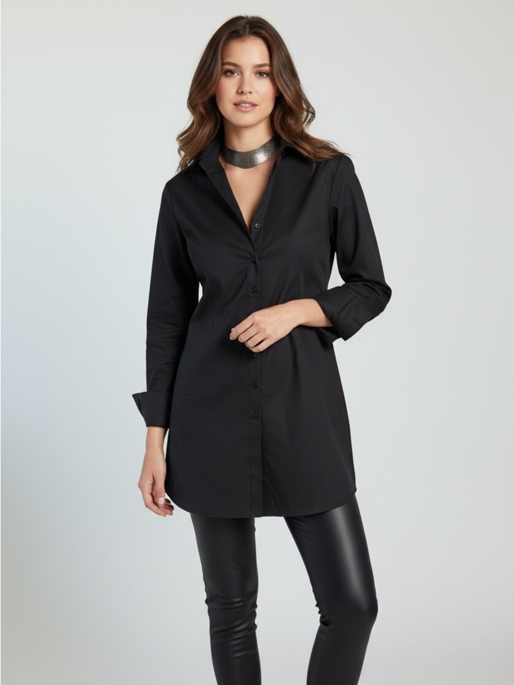 Finley Black Women's Button-Up Tunic Shirt SZ XL
